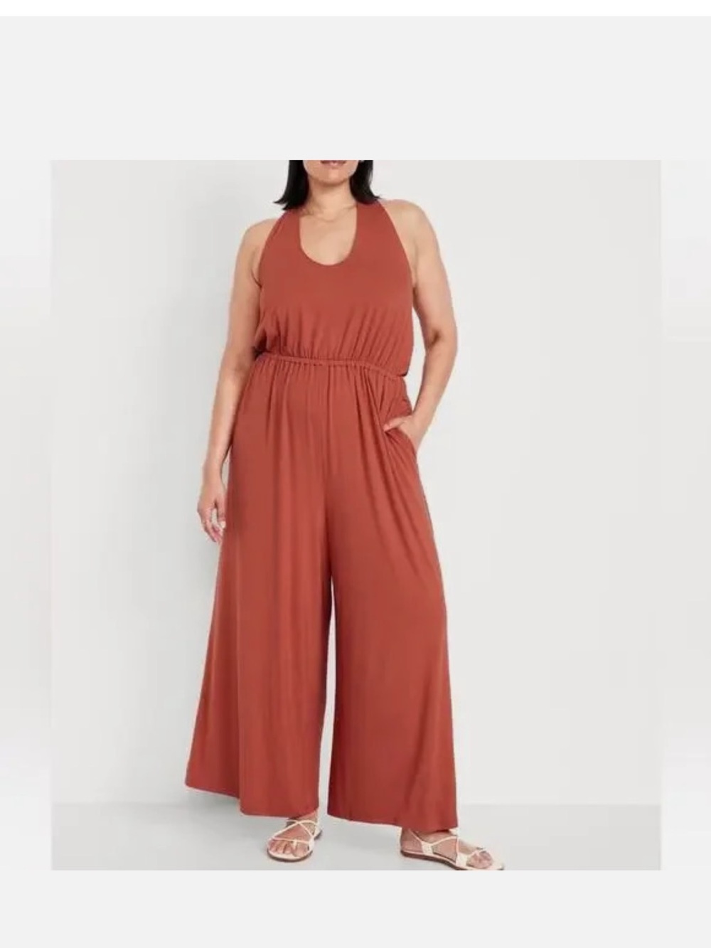 Old Navy Sleeveless Taupe Halter Jumpsuit sz XXL
